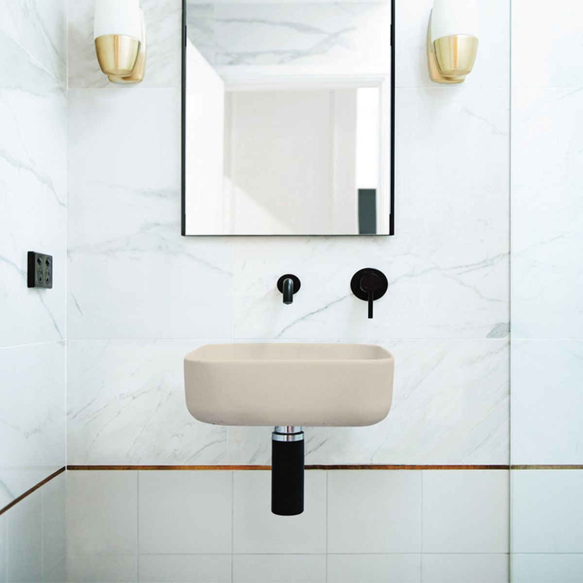 Nood Wall Mount Cube Basin in Mushroom
