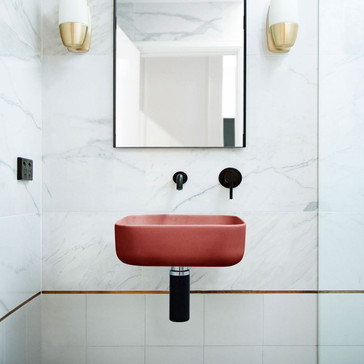 Nood Wall Mount Cube Basin in Musk