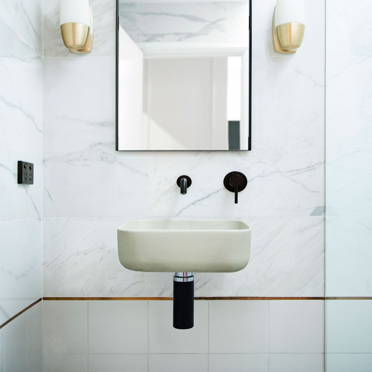 Nood Wall Mount Cube Basin in Sand