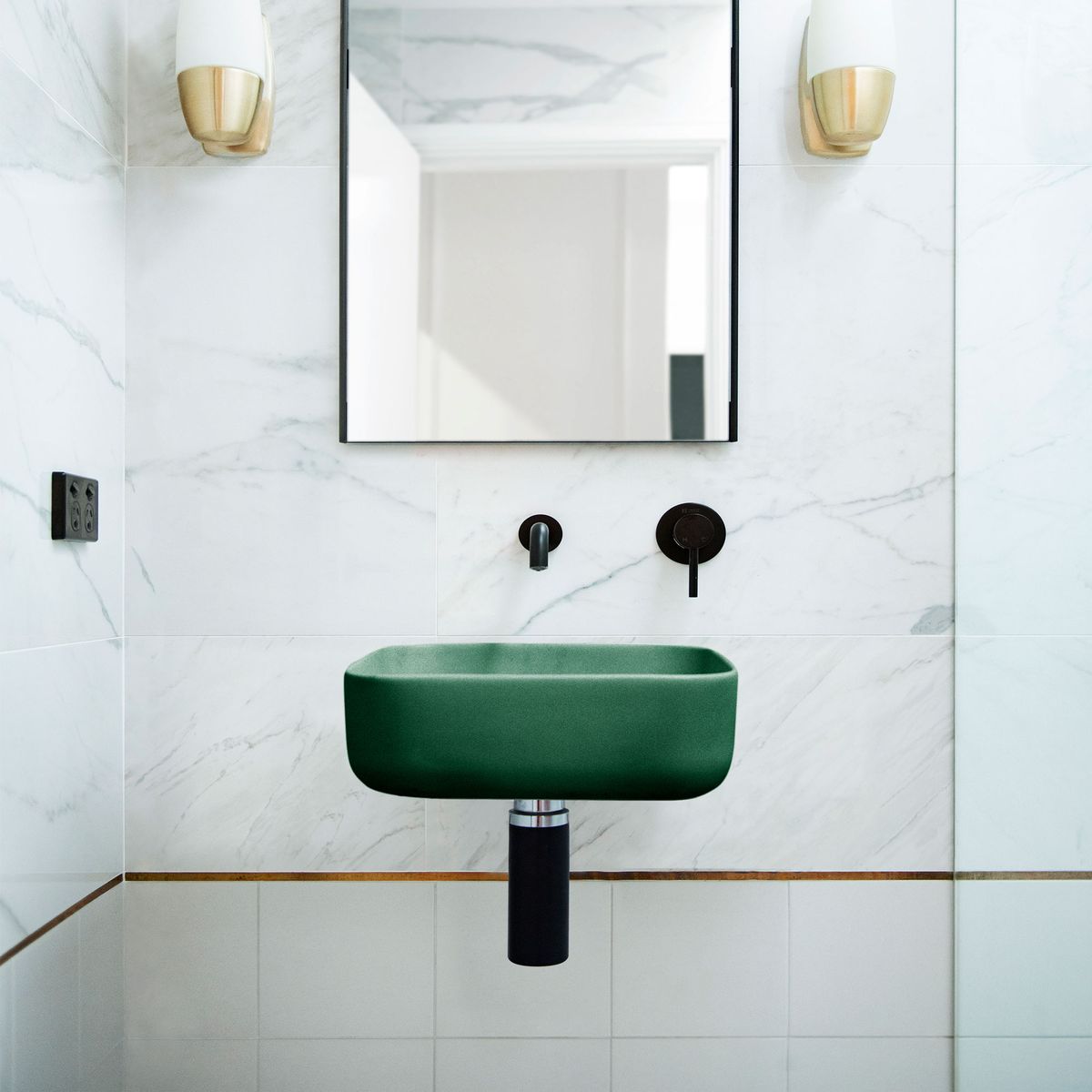Nood Wall Mount Cube Basin in Teal