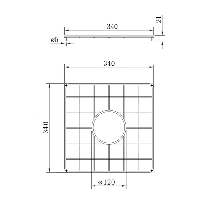 Cuisine 46X46 Stainless Steel Grid - Brushed Brass
