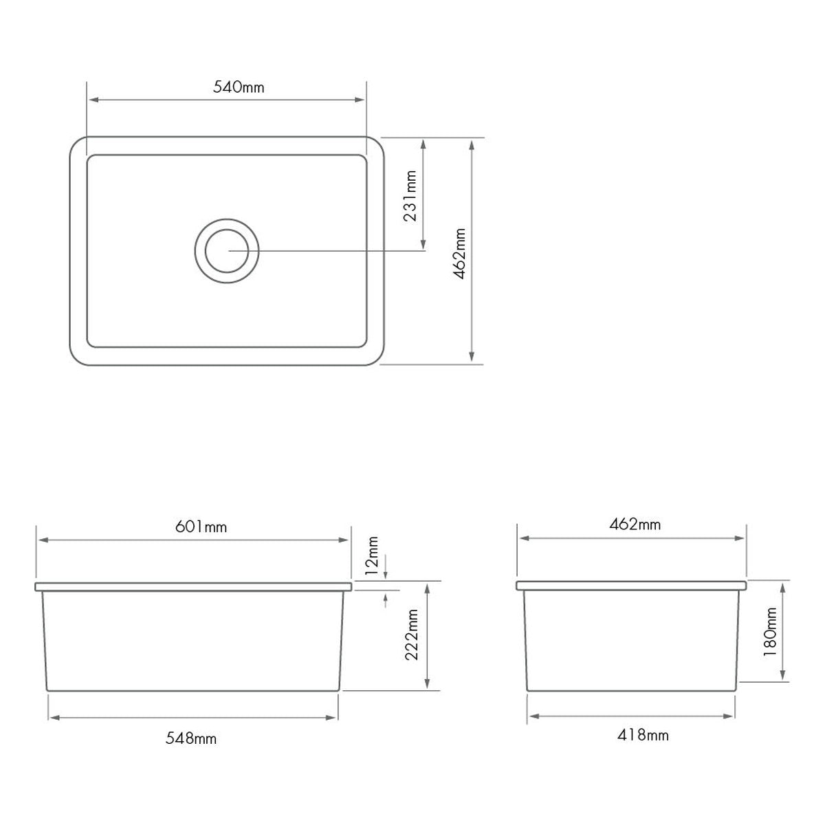 Turner Hastings Cuisine 60 x 46 Inset/Undermount Fine Fireclay Matte White Sink