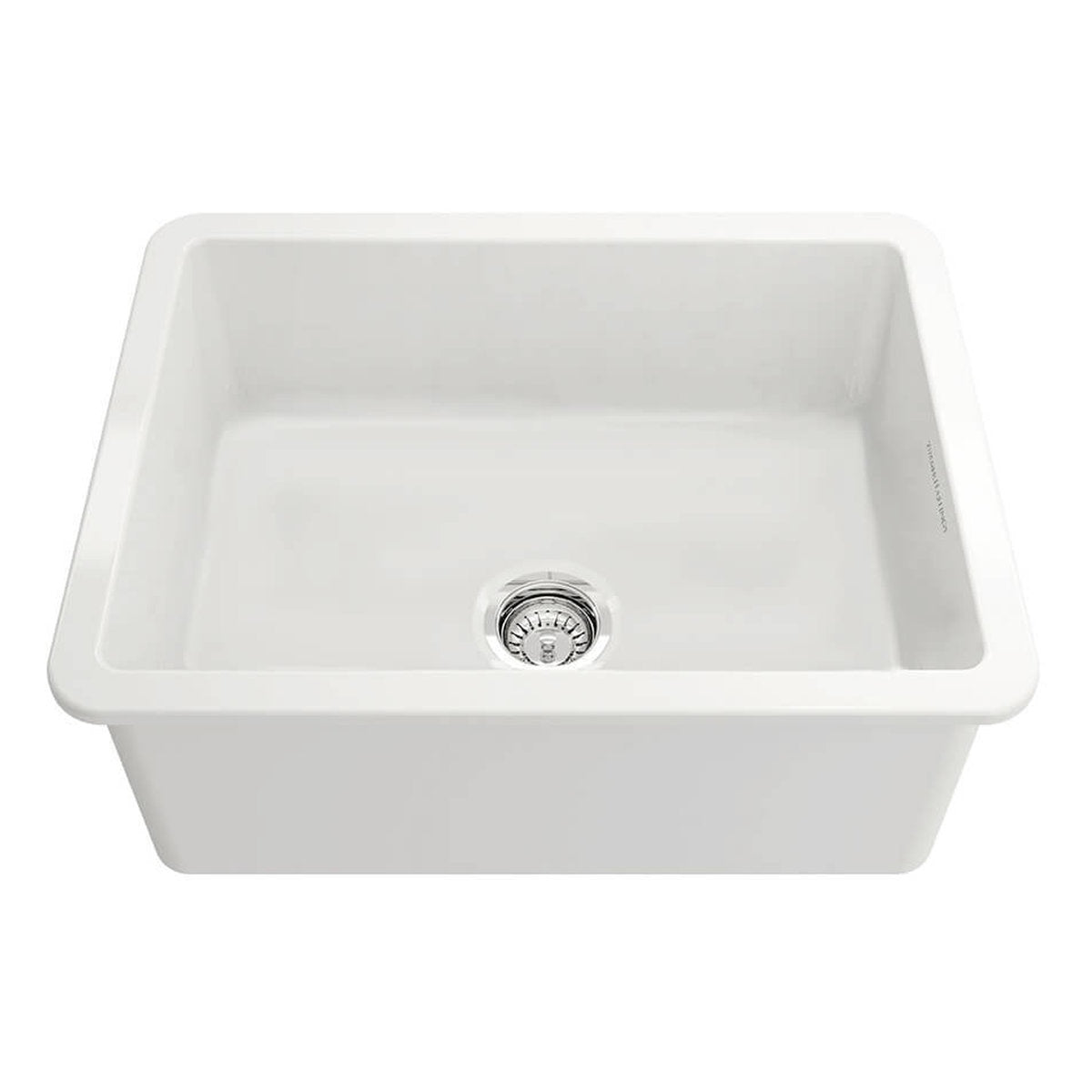 Turner Hastings Cuisine 60 x 46 Inset/Undermount Fine Fireclay Gloss White Sink With Overflow