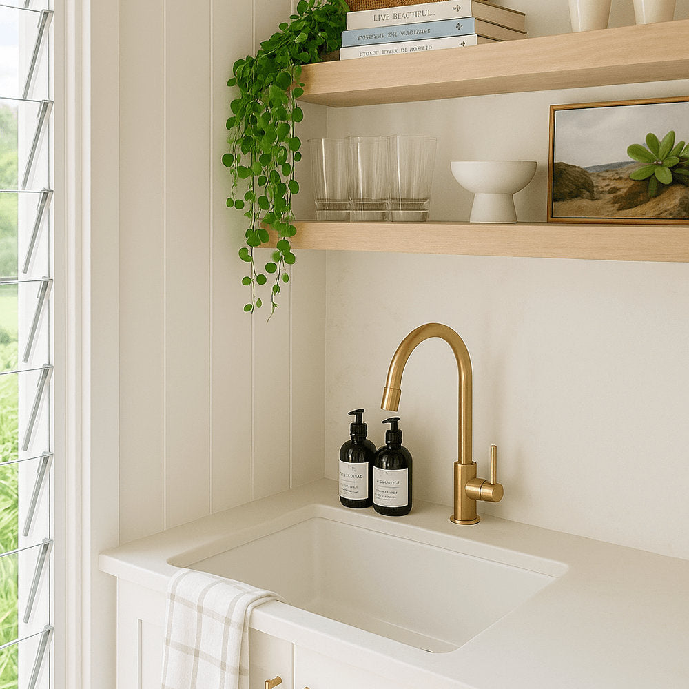 Turner Hastings Cuisine 60 x 46 Inset/Undermount Fine Fireclay Gloss White Sink With Overflow