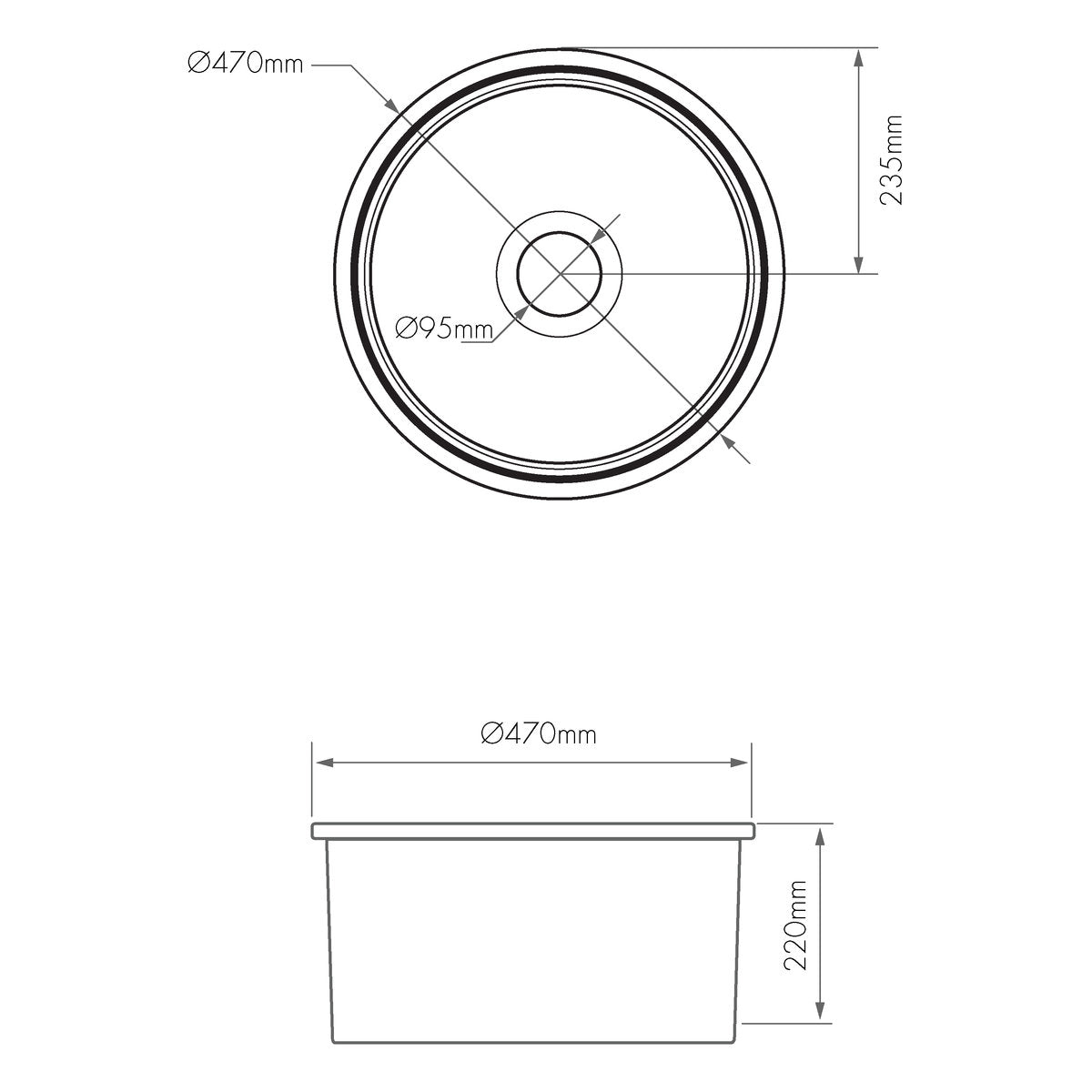 Cuisine Round 47 Inset/Undermount Fireclay Sink - Gloss White