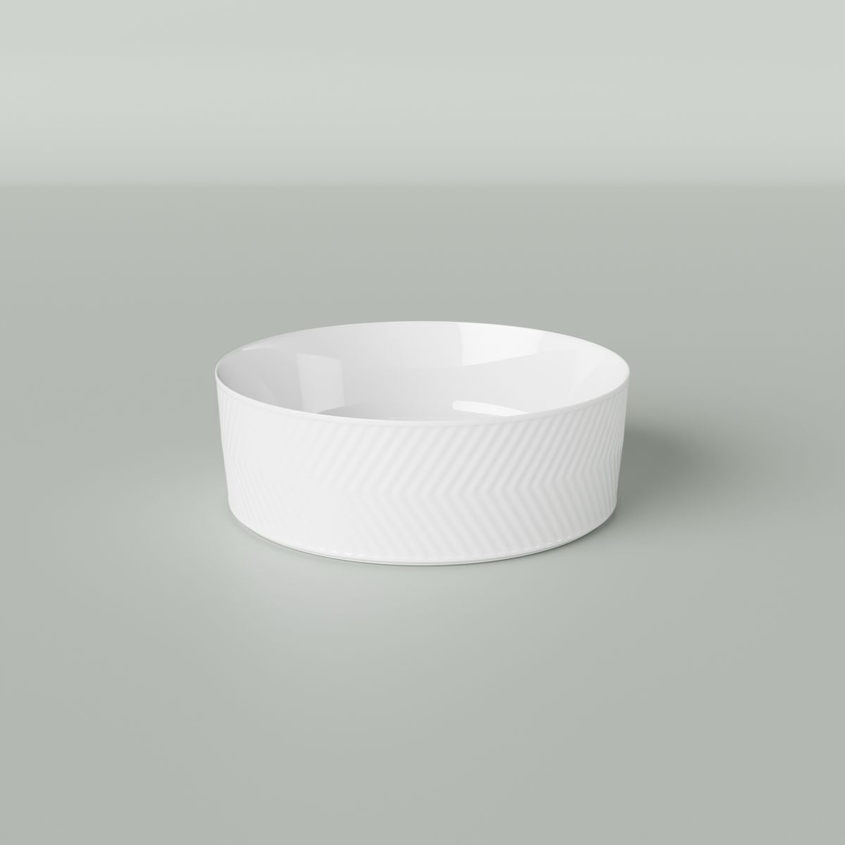 Chevron Above Counter Ceramic Basin - White Gloss