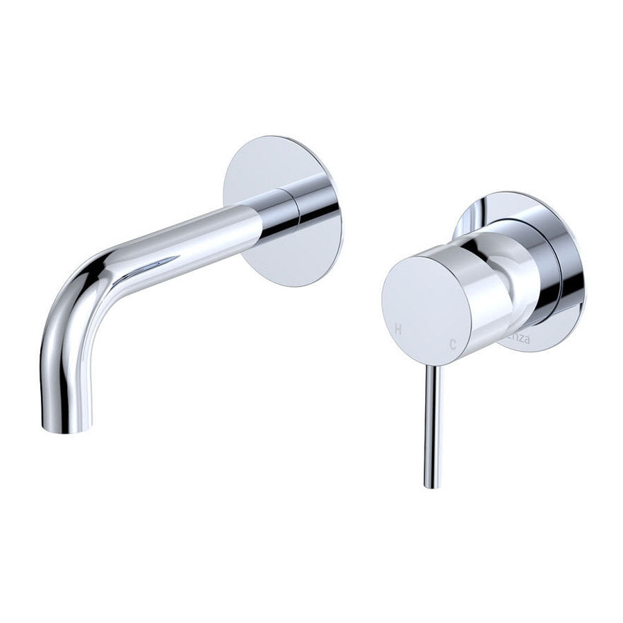 Fienza Kaya Basin/Bath Wall Mixer Dress Kit, Round Plates, 130mm Outlet, Chrome