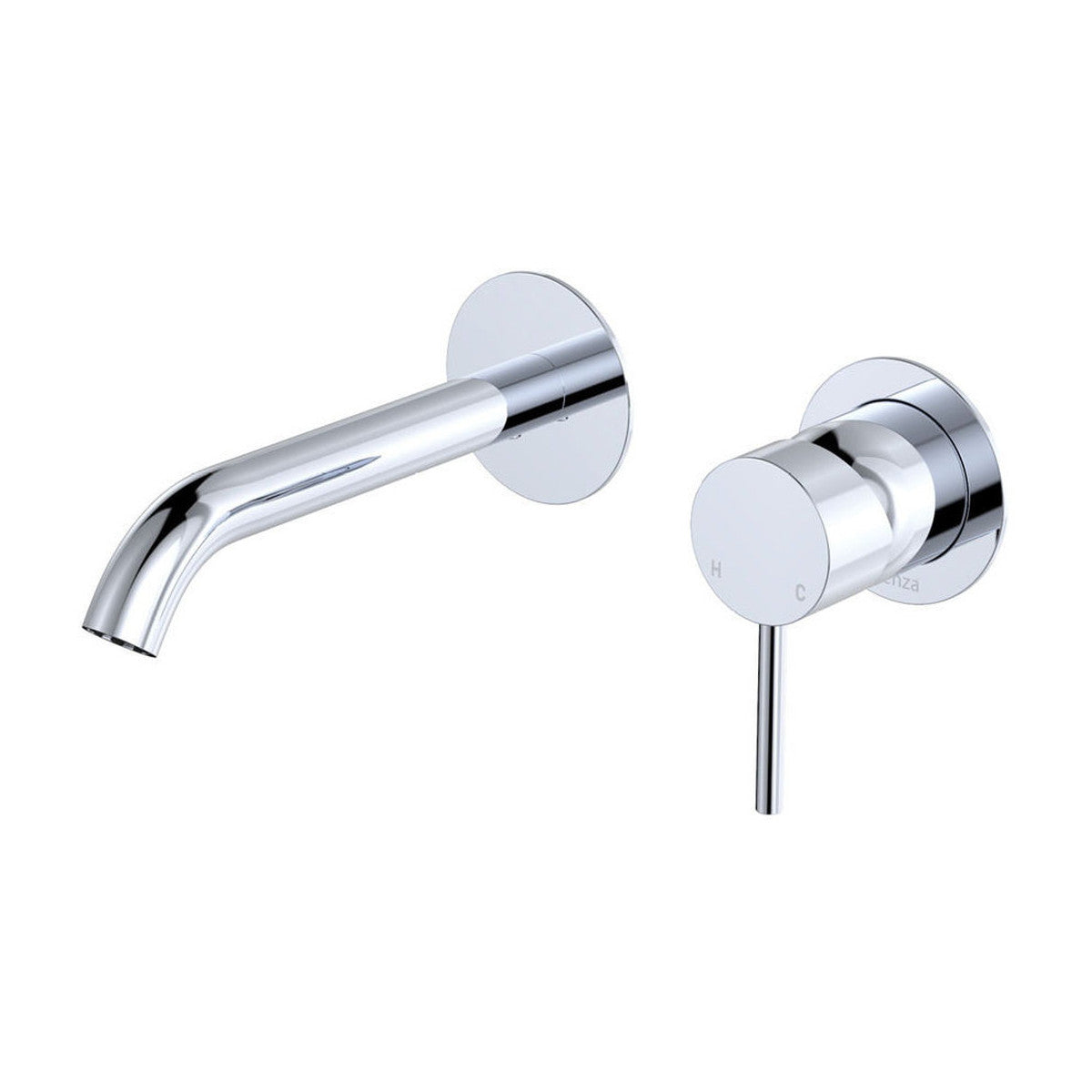 Fienza Kaya Basin/Bath Wall Mixer Dress Kit, Round Plates, 160mm Outlet, Chrome - Lead Free