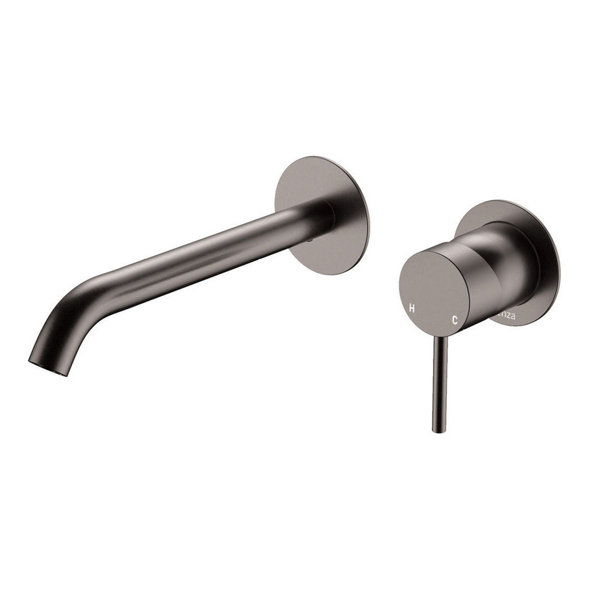 Fienza Kaya Basin/Bath Wall Mixer Dress Kit, Round Plates, 200mm Outlet, Gun Metal - Lead Free