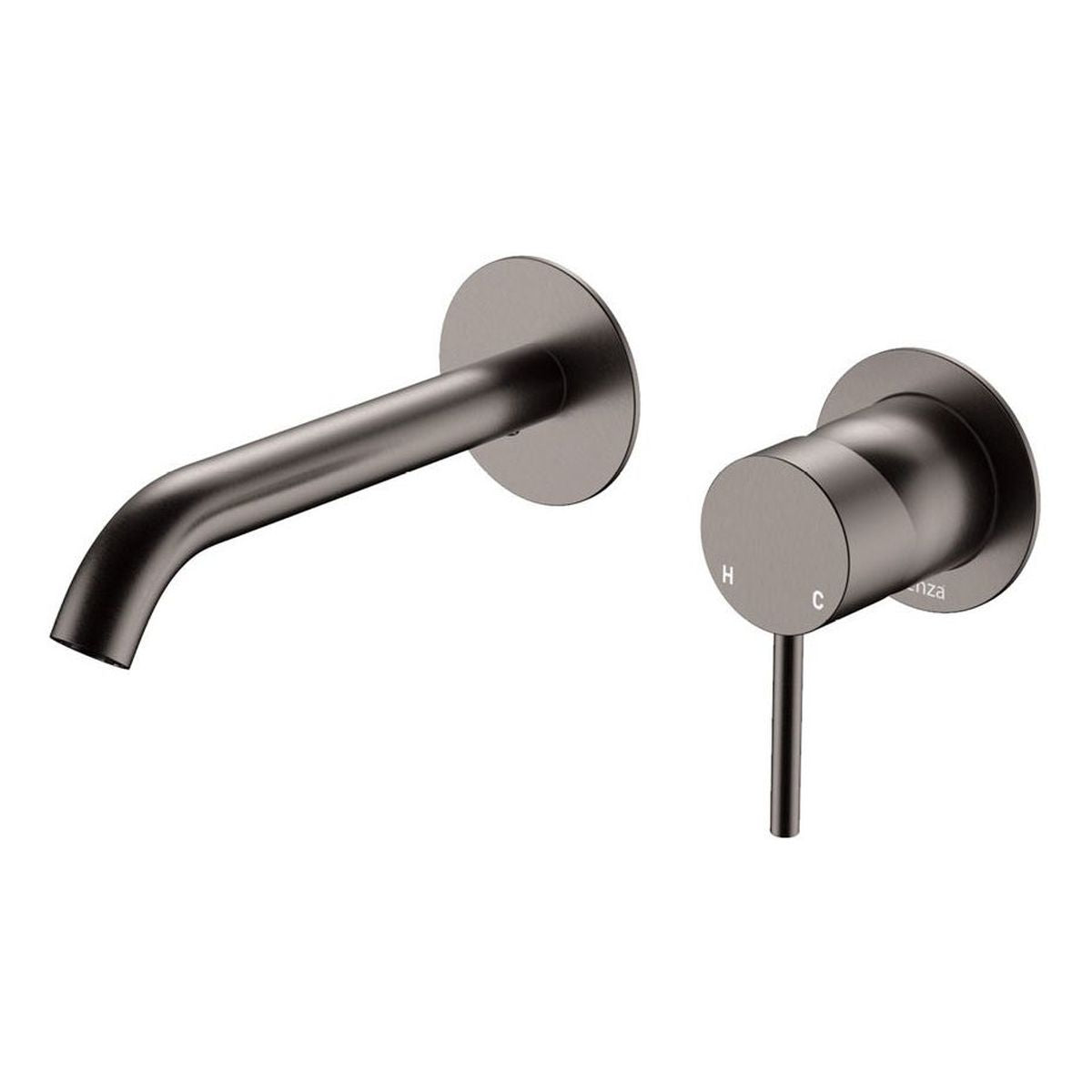 Kaya Basin/Bath Wall Mixer Dress Kit, Round Plates, 160mm Outlet, Gun Metal