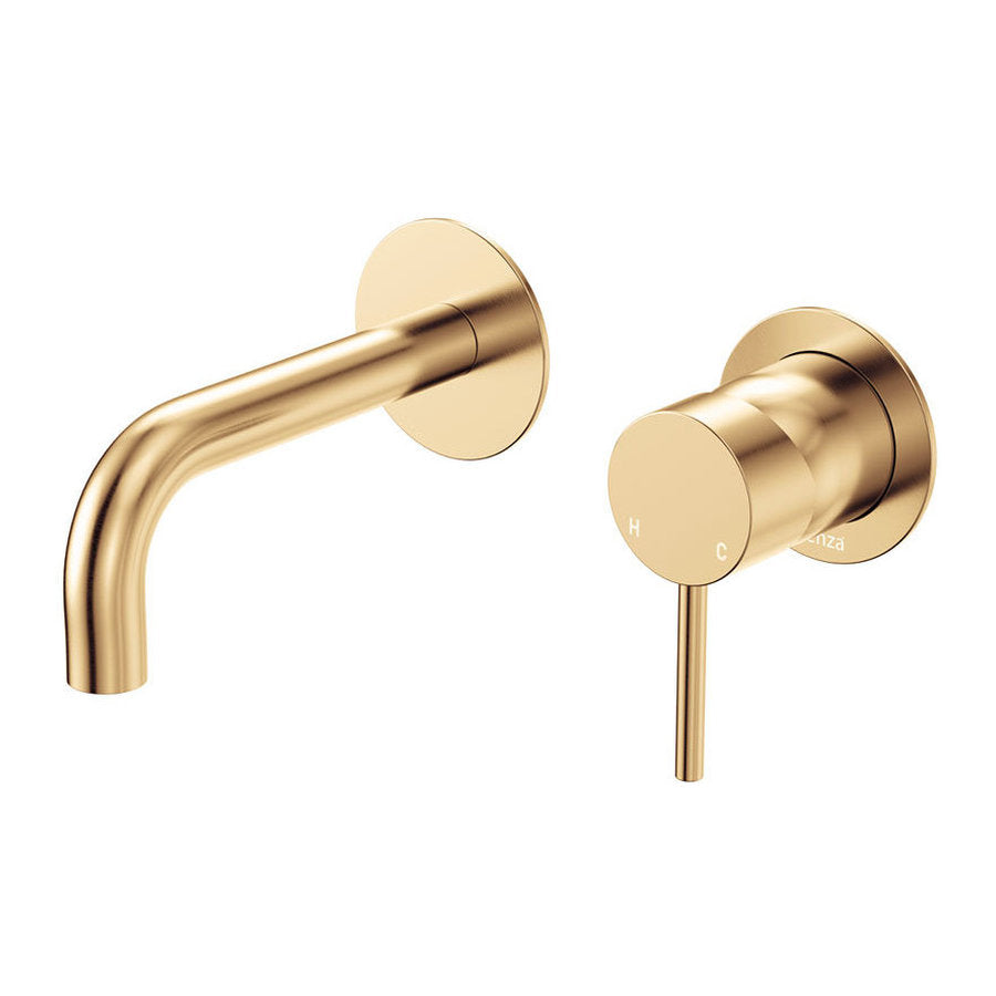 Fienza Kaya Basin/Bath Wall Mixer Dress Kit, Round Plates, 130mm Outlet, Urban Brass