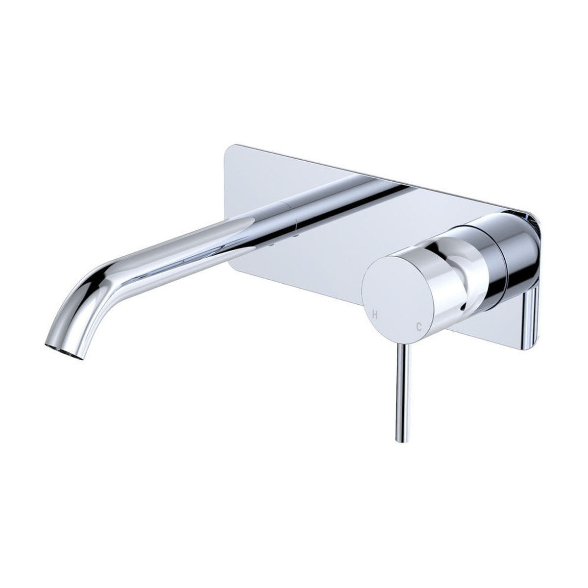 Fienza Kaya Basin/Bath Wall Mixer Dress Kit, Rectangular Plate, 160mm Outlet, Chrome - Lead Free