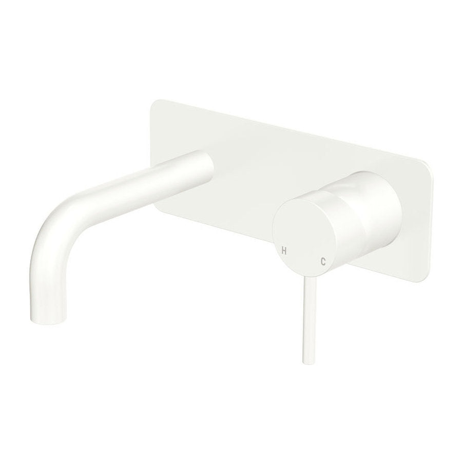 Fienza Kaya Basin/Bath Wall Mixer Dress Kit, Rectangular Plate, 130mm Outlet, Matte White