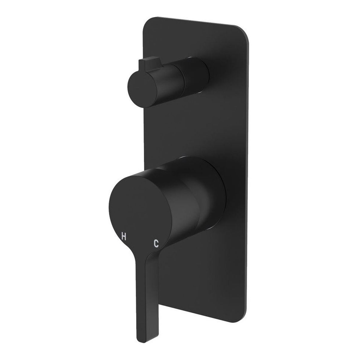 Fienza Sansa Wall Diverter Mixer Dress Kit, Rectangular Plate, Matte Black