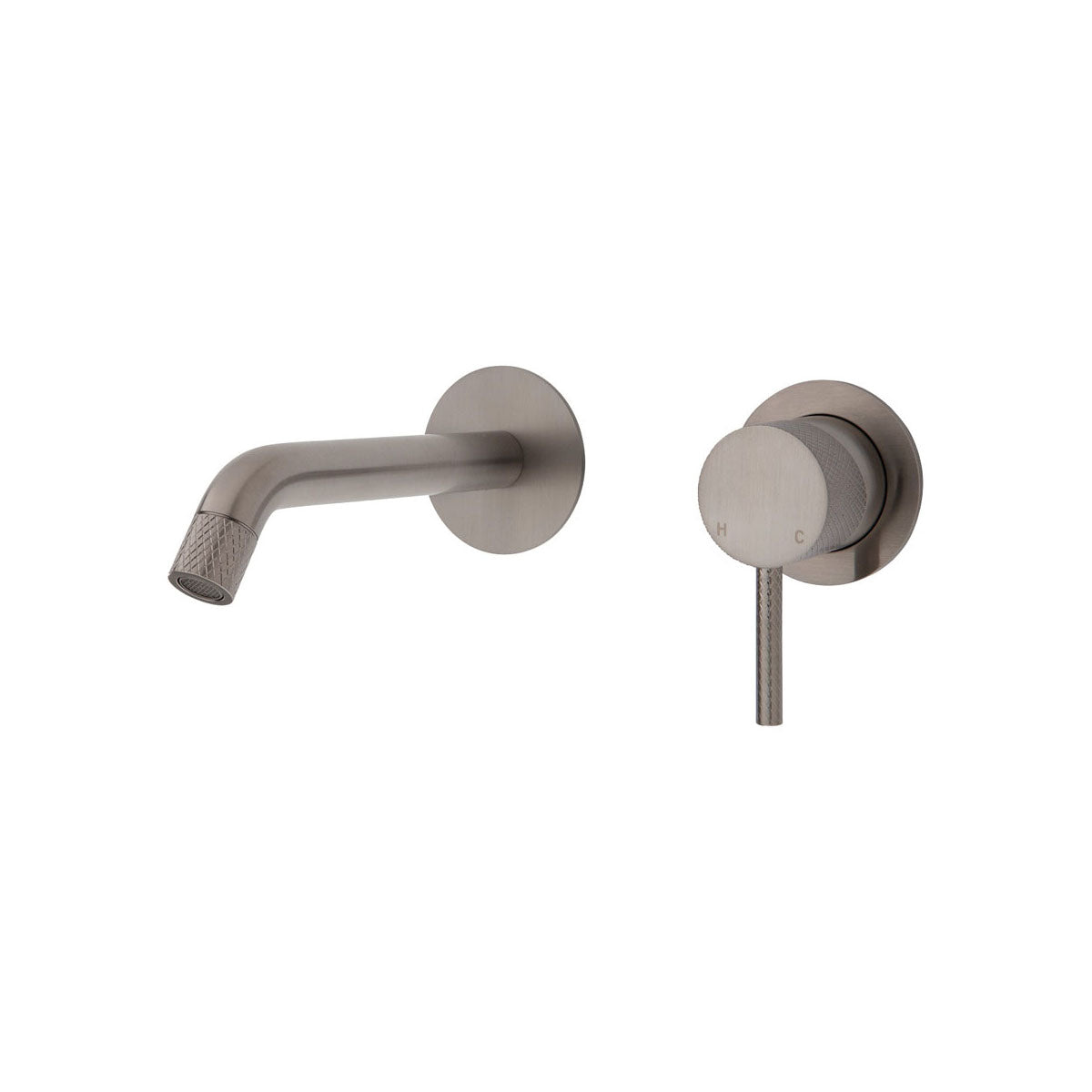 Fienza Axle Wall Basin/Bath Mixer Dress Kit, Round Plates, 160mm Outlet, Brushed Nickel - Lead Free
