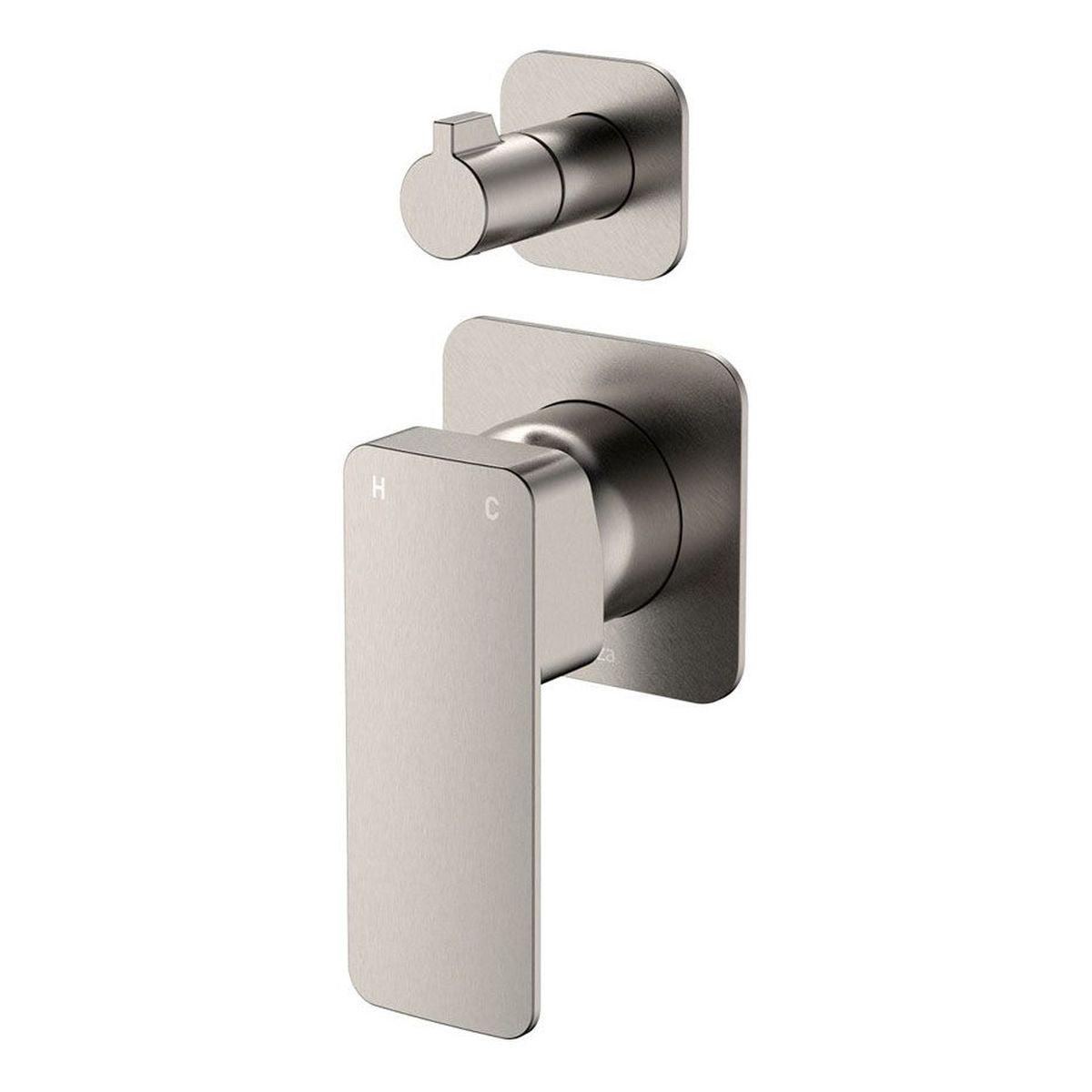 Fienza Tono Wall Diverter Mixer Dress Kit, Brushed Nickel, Square Plates