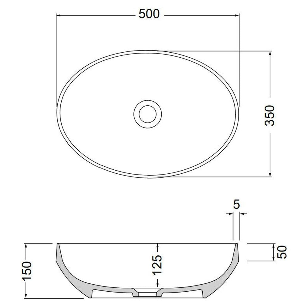 Studio Bagno Decus 50 Oval Basin - Gloss White