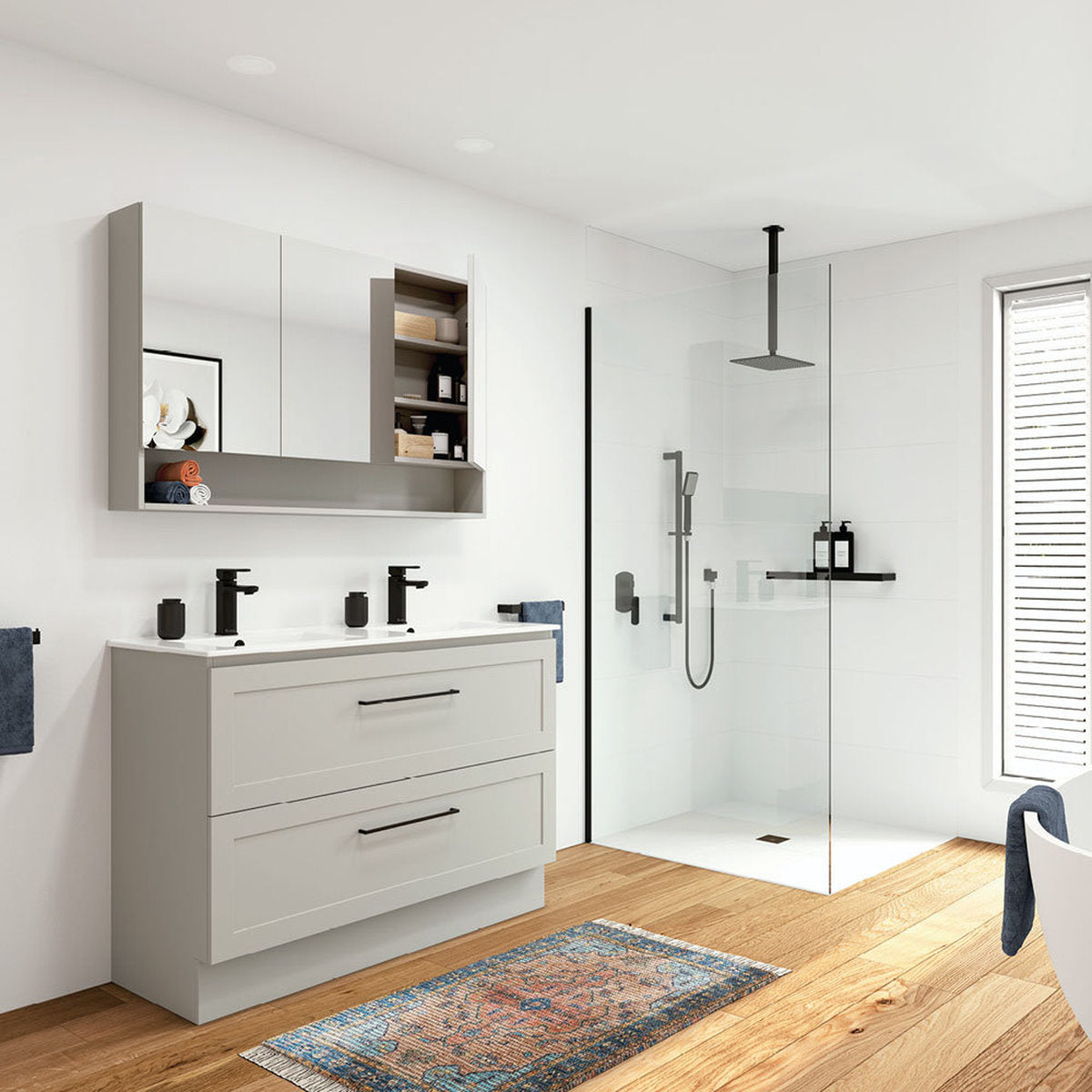 Fienza Aluca 1200 Display Shelf Mirror Cabinet