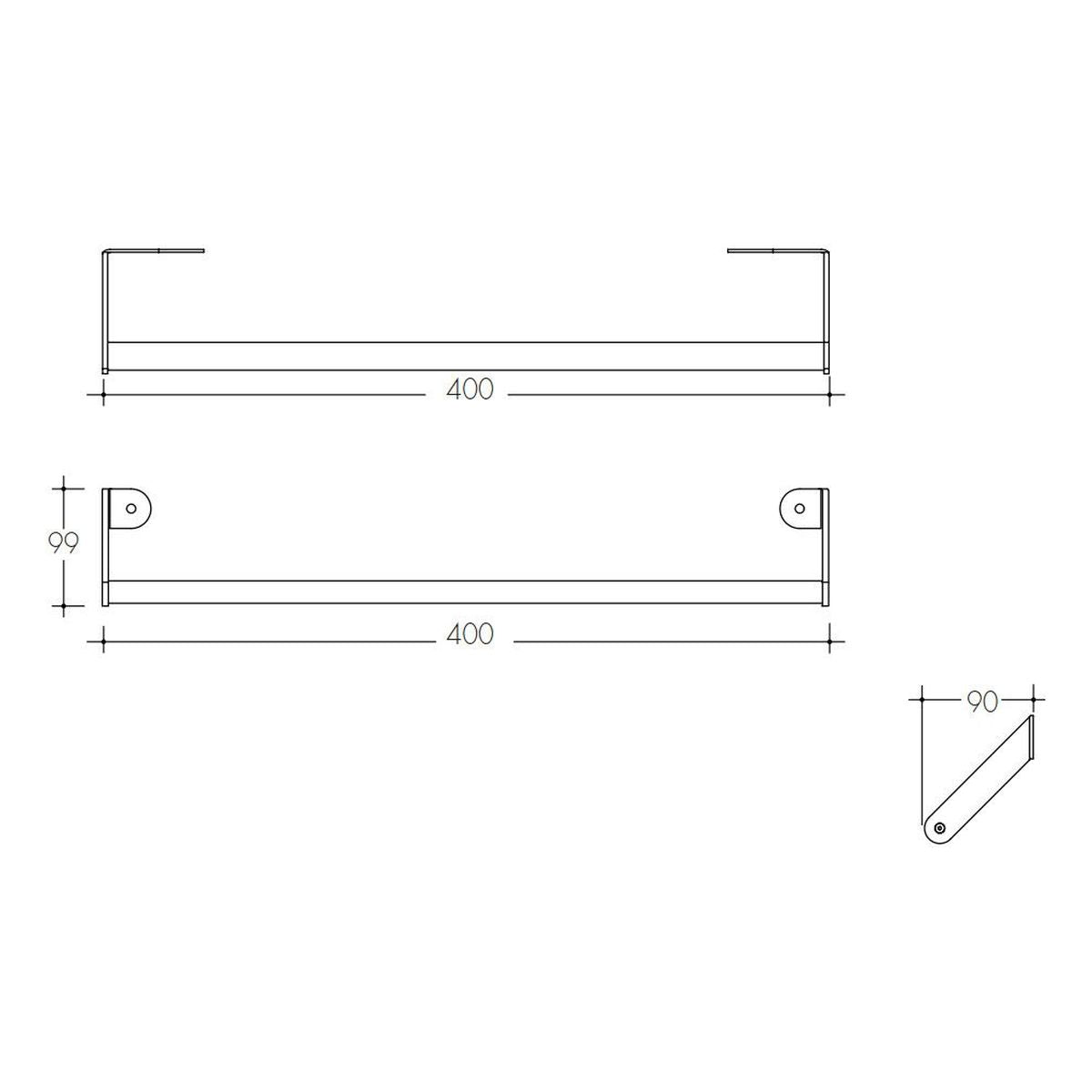 Studio Bagno Dune 40 Towel Rail, Small - Timber (Wall Mount)