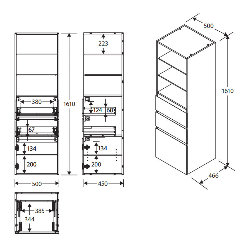 Fienza Danelle Wall-Hung Tallboy Cabinet