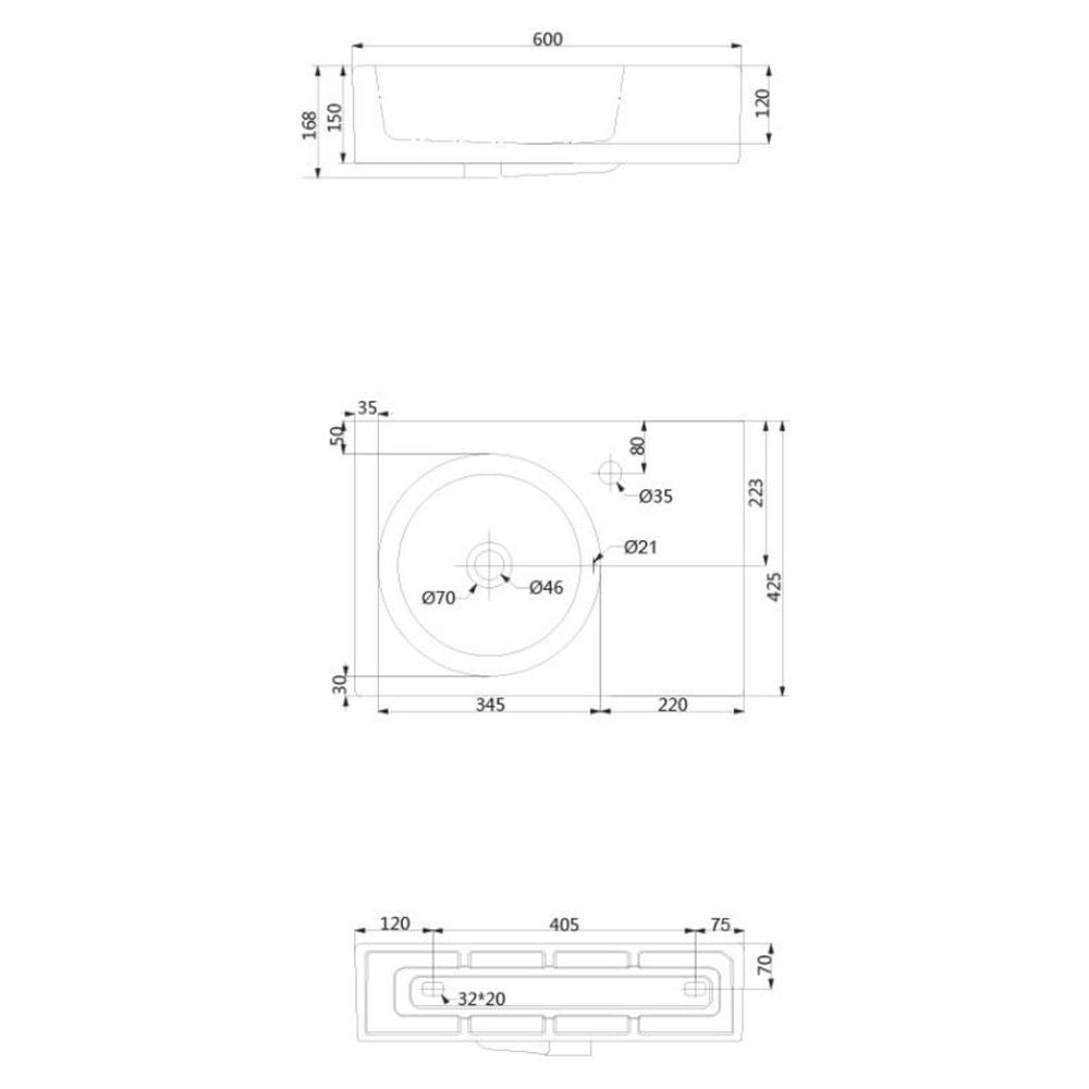 Studio Bagno Edge MK2 Round Left Basin - 1 Taphole