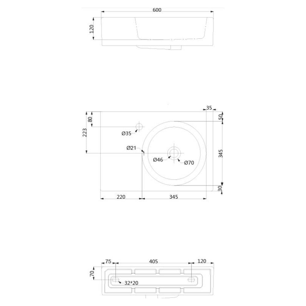 Studio Bagno Edge MK2 Round Right Basin - 1 Taphole
