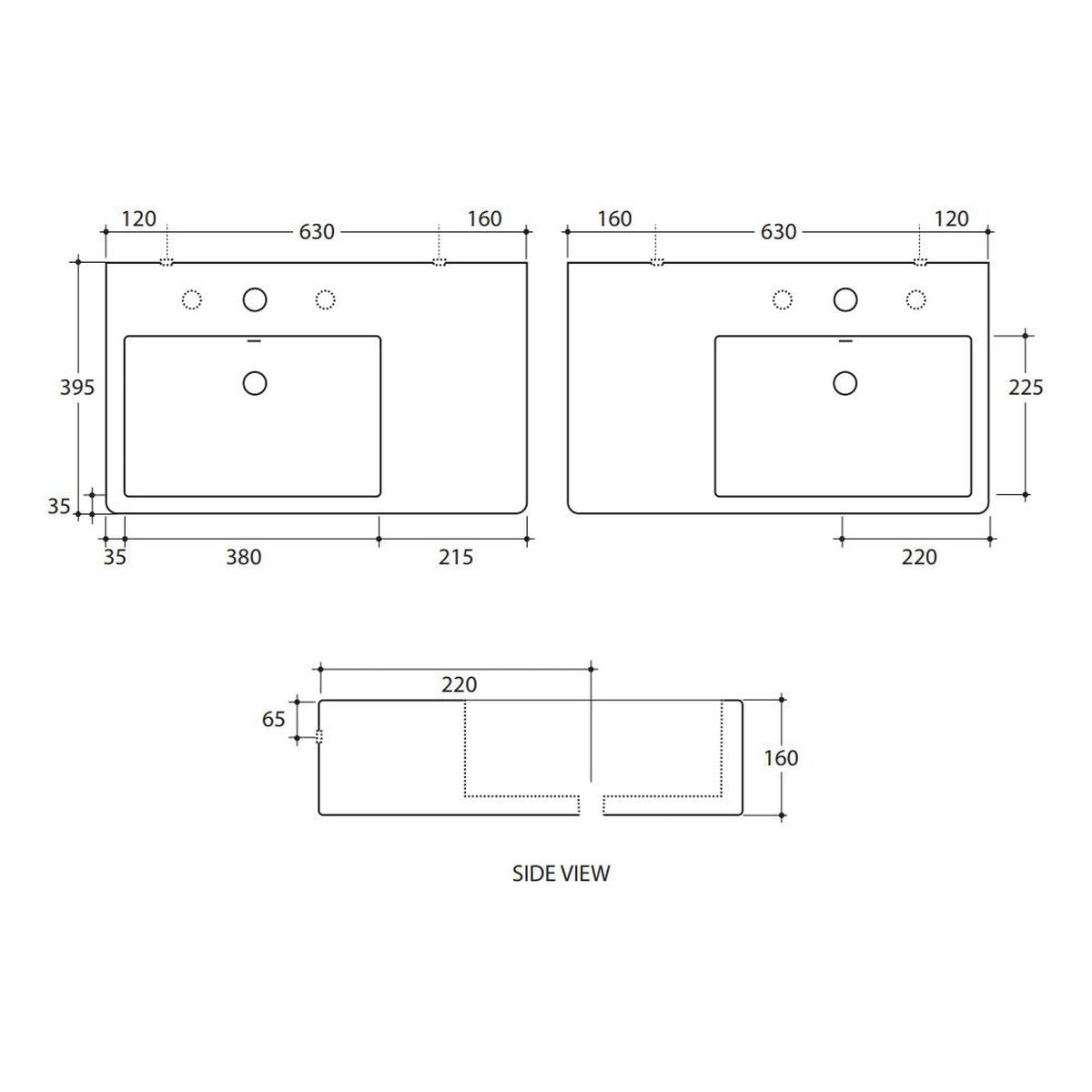 Studio Bagno Edge Bench/Wall Basin Left - 1 Taphole