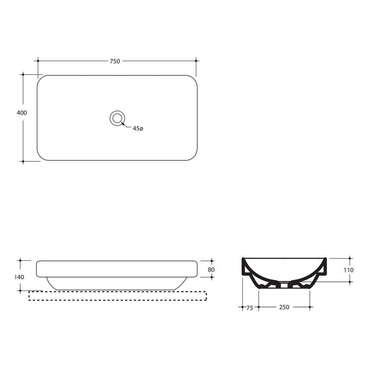 Studio Bagno Element 75 Bench Basin