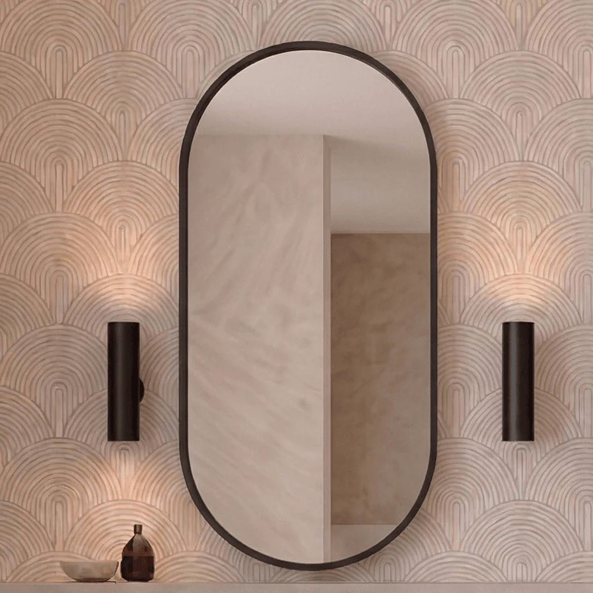 Elli Framed Shaving Cabinet, 450x900mm, Matte Black