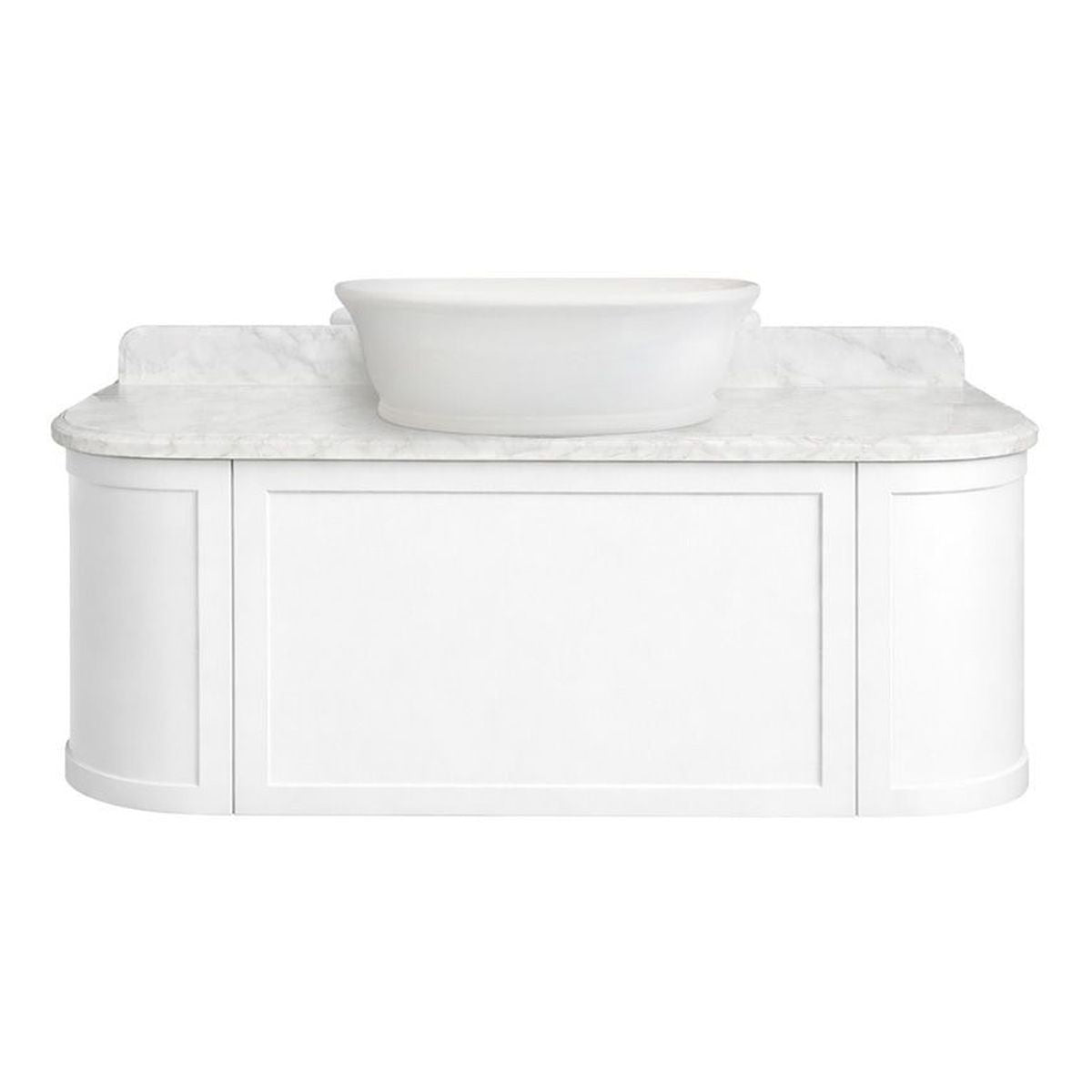 Evara 120 x 53 Wall Hung Vanity with Real Marble Top To Suit Above Counter Basin-White