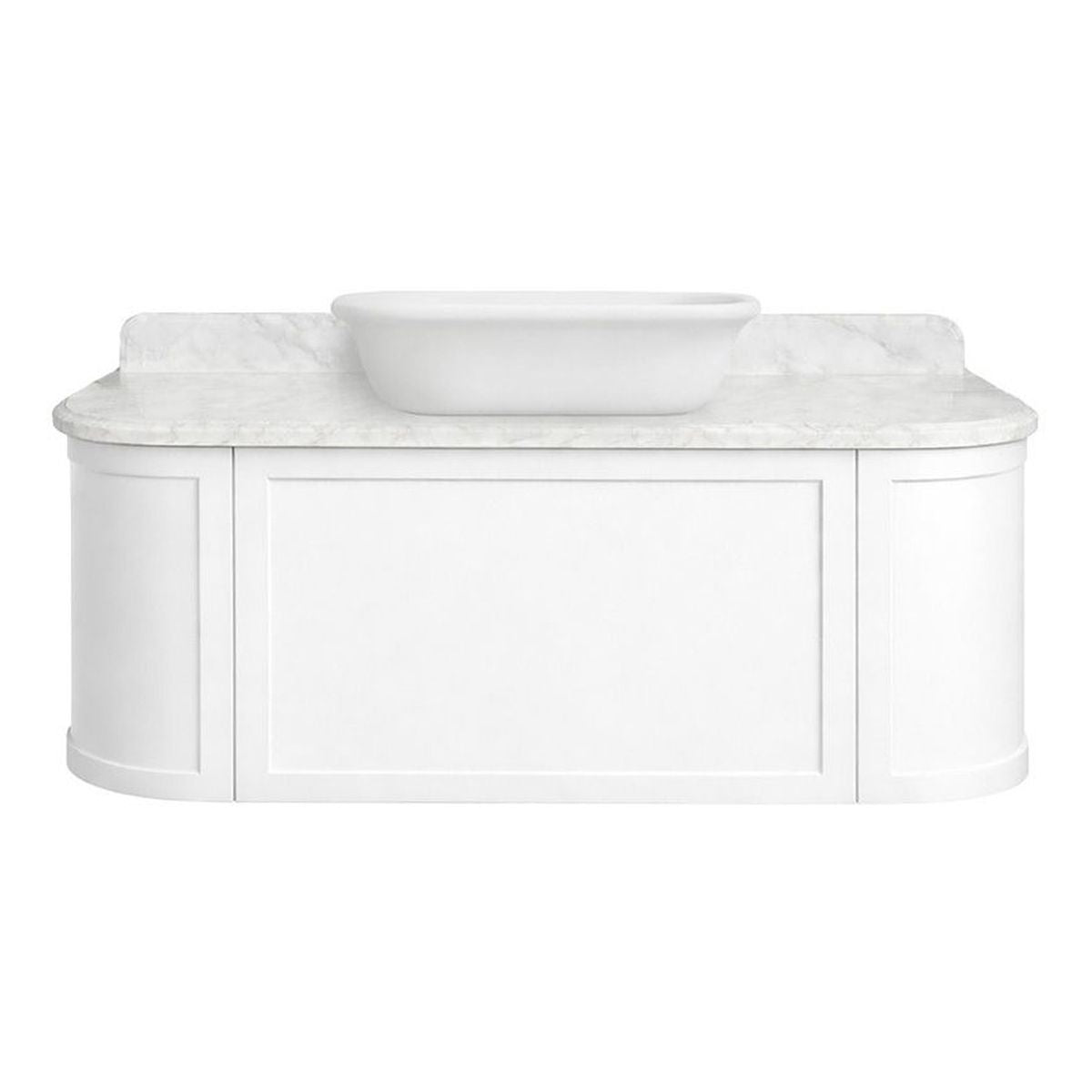 Evara 120 x 53 Wall Hung Vanity with Real Marble Top To Suit Above Counter Basin-White