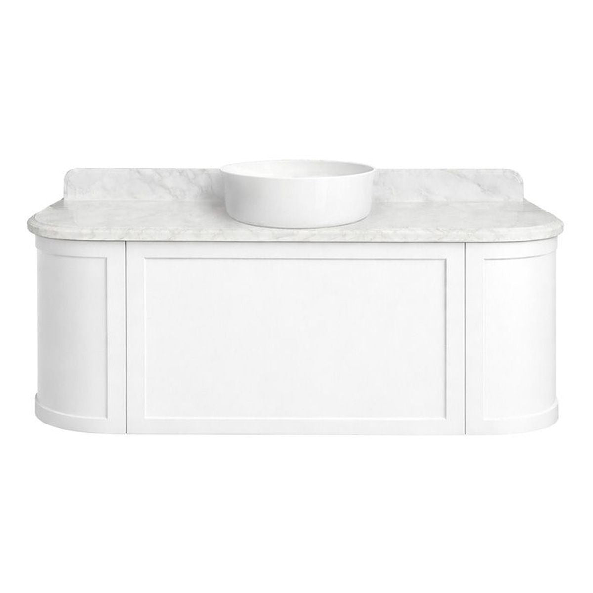 Evara 120 x 53 Wall Hung Vanity with Real Marble Top To Suit Above Counter Basin-White