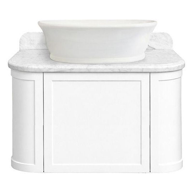 Evara 75 x 53 Wall Hung Vanity with Real Marble Top To Suit Above Counter Basin-White