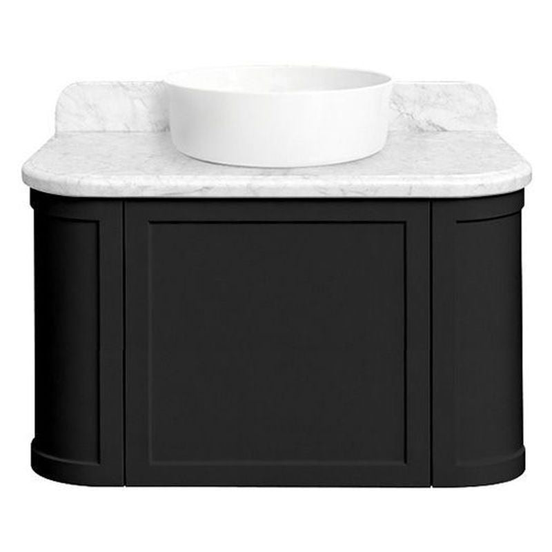 Evara 75 x 53 Wall Hung Vanity with Real Marble Top To Suit Above Counter Basin-Volcanic Ash