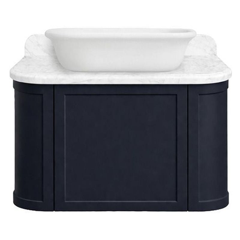 Evara 75 x 53 Wall Hung Vanity with Real Marble Top To Suit Above Counter Basin-Aegean Blue