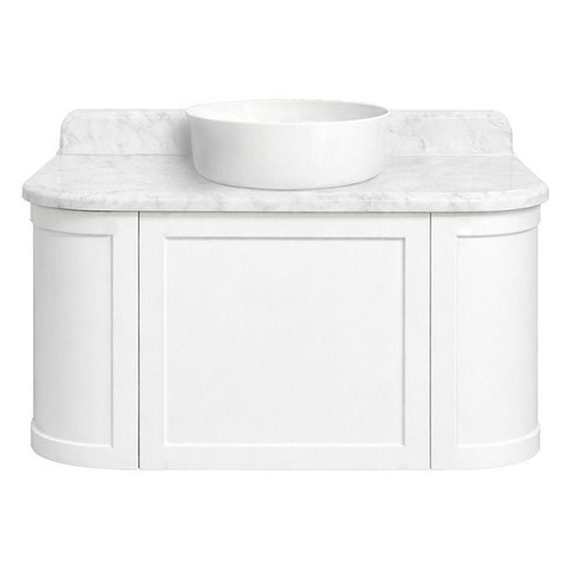 Evara 90 x 53 Wall Hung Vanity with Real Marble Top To Suit Above Counter Basin-White