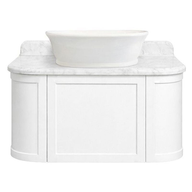 Evara 90 x 53 Wall Hung Vanity with Real Marble Top To Suit Above Counter Basin-White