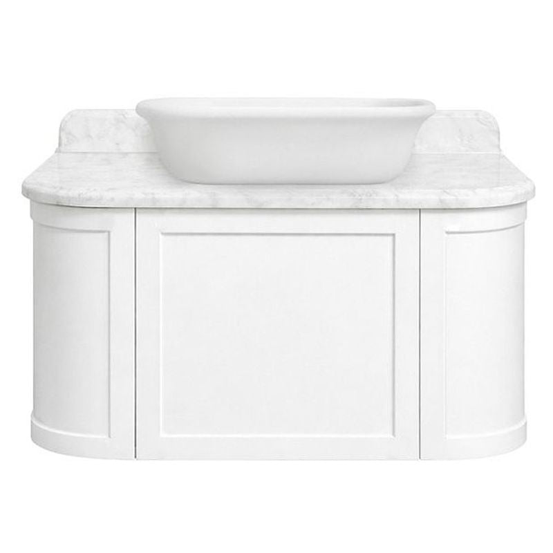 Evara 90 x 53 Wall Hung Vanity with Real Marble Top To Suit Above Counter Basin-White