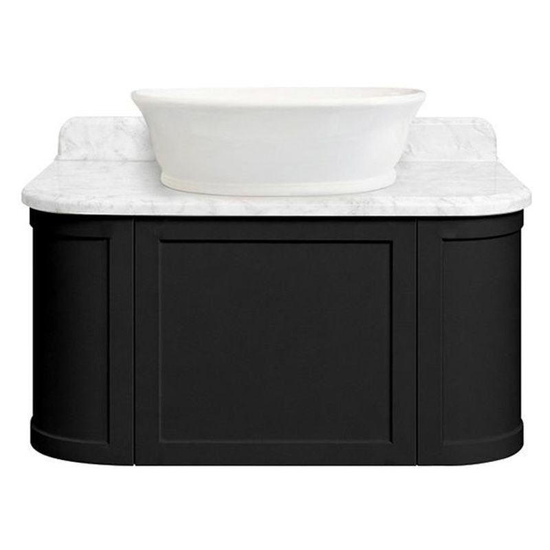 Evara 90 x 53 Wall Hung Vanity with Real Marble Top To Suit Above Counter Basin-Volcanic Ash