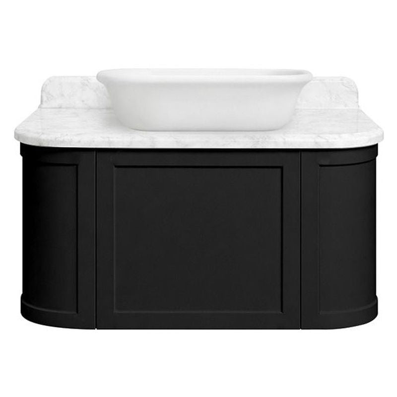 Evara 90 x 53 Wall Hung Vanity with Real Marble Top To Suit Above Counter Basin-Volcanic Ash