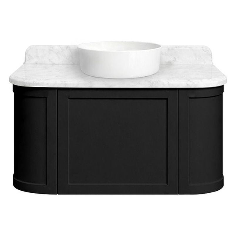Evara 90 x 53 Wall Hung Vanity with Real Marble Top To Suit Above Counter Basin-Volcanic Ash