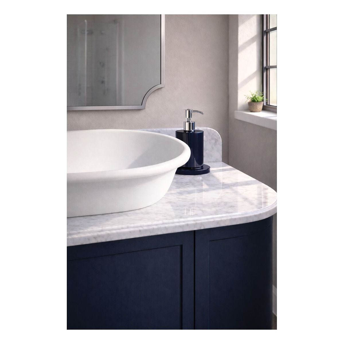 Evara 90 x 53 Wall Hung Vanity with Real Marble Top To Suit Above Counter Basin-Aegean Blue