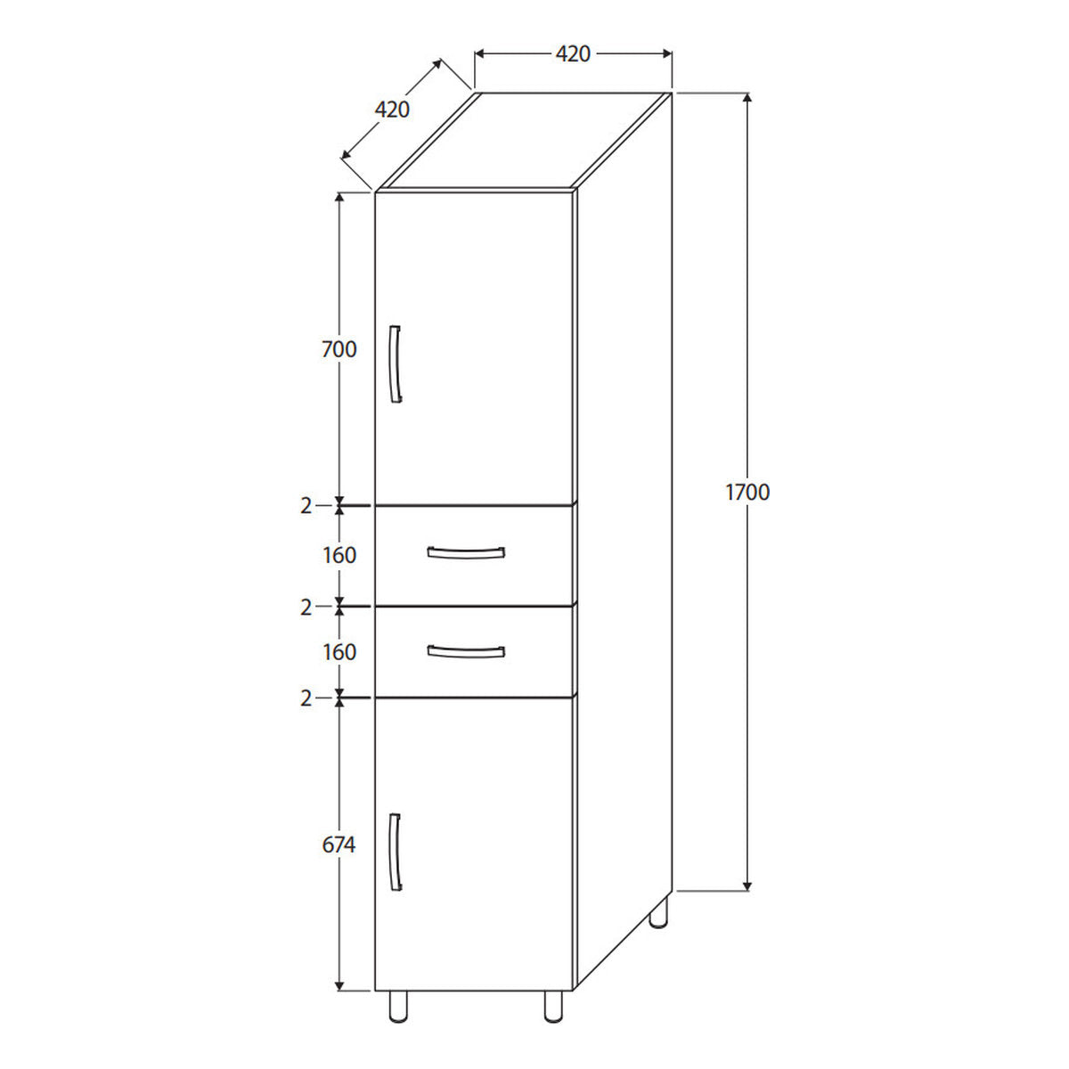 Fienza Unicab Tallboy, Solid Doors