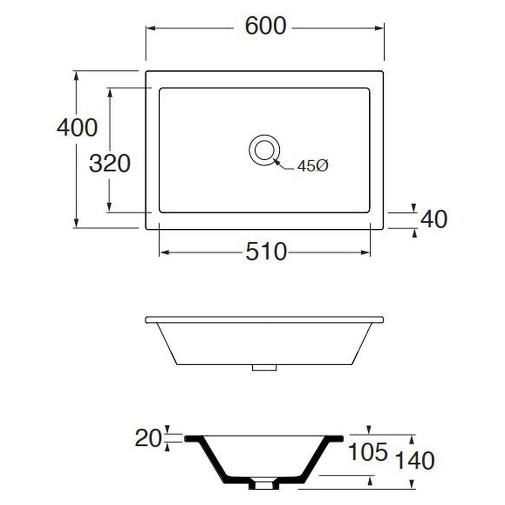 Studio Bagno Fall 60 Undercounter Basin