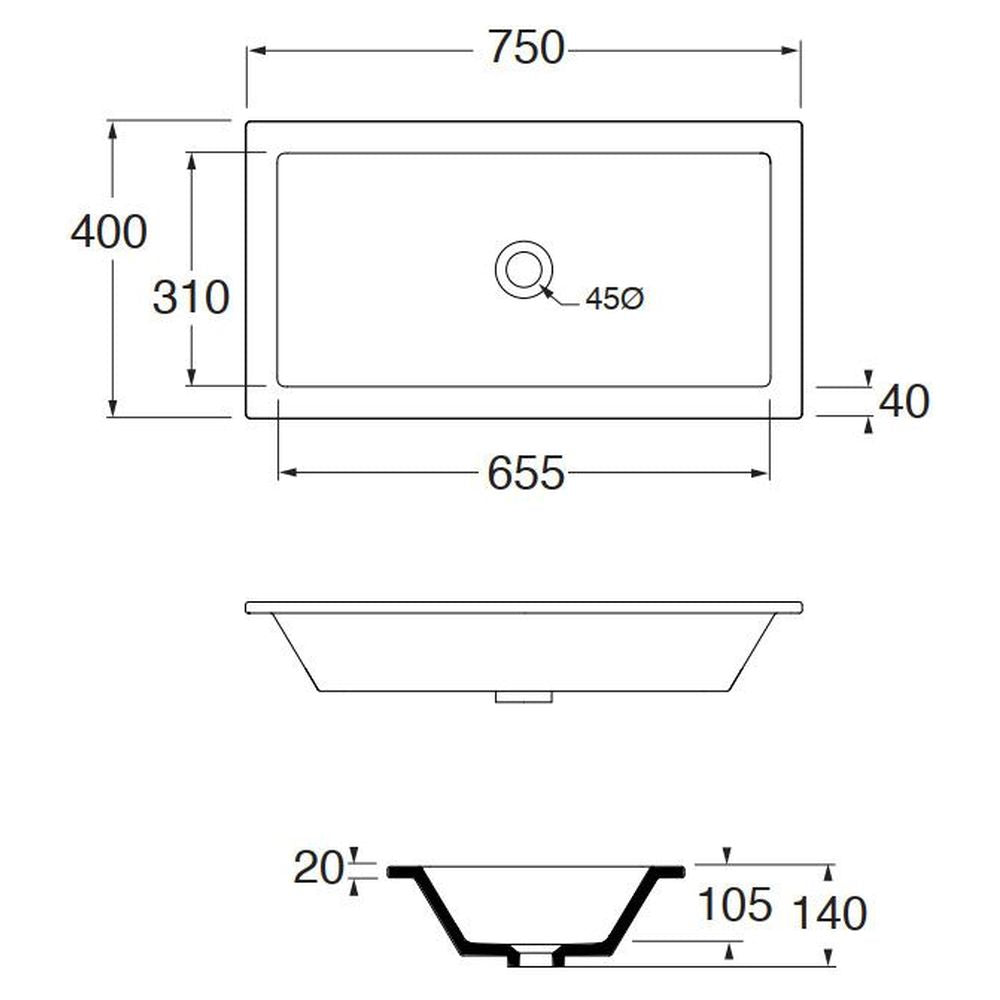 Studio Bagno Fall 75 Undercounter Basin