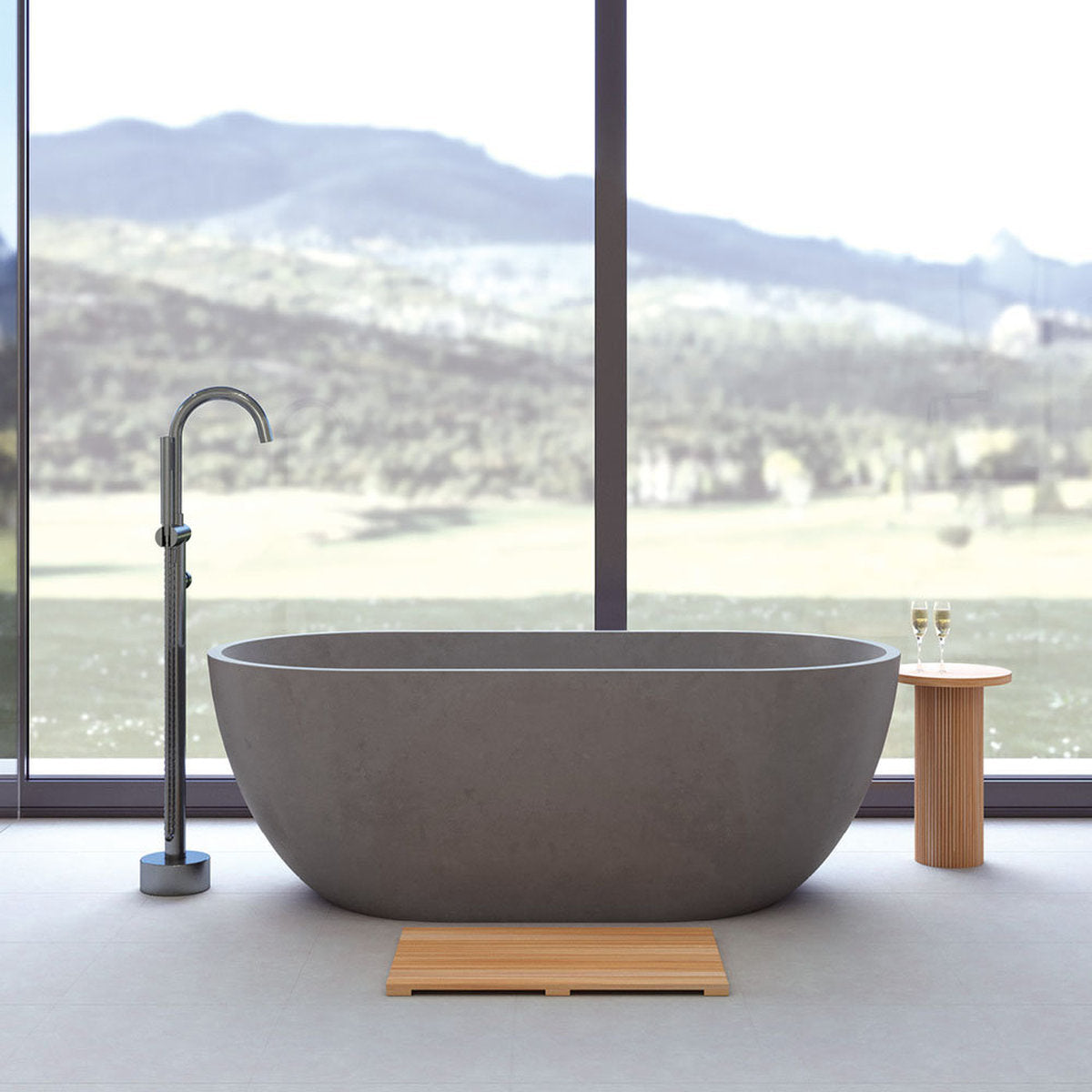 Fienza Jada Concrete Bath, Warm Grey