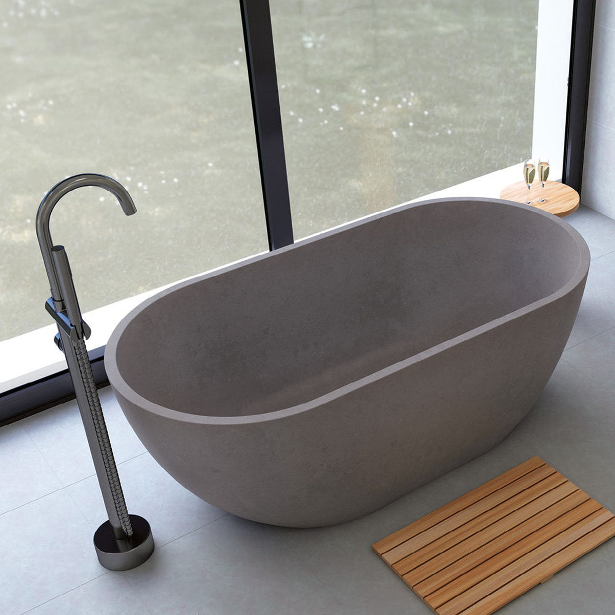 Fienza Jada Concrete Bath, Warm Grey