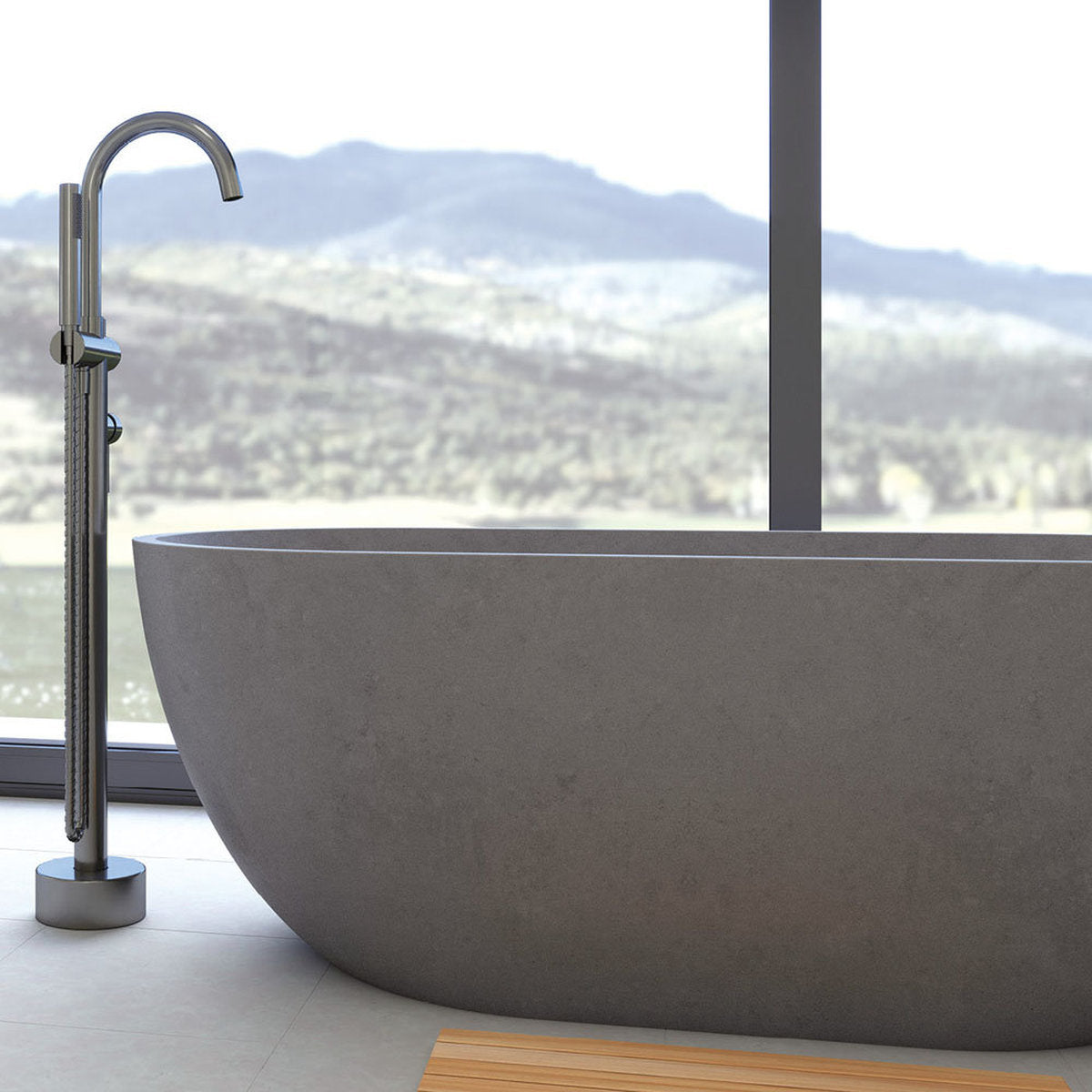 Fienza Jada Concrete Bath, Warm Grey