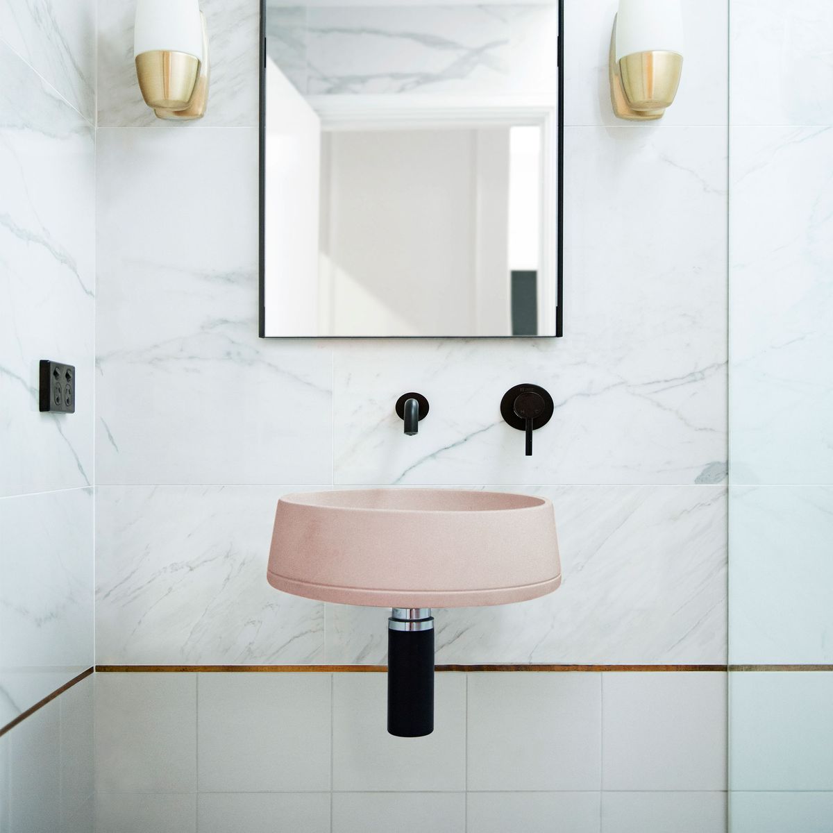 Nood Wall Mount Funl Basin in Blush Pink