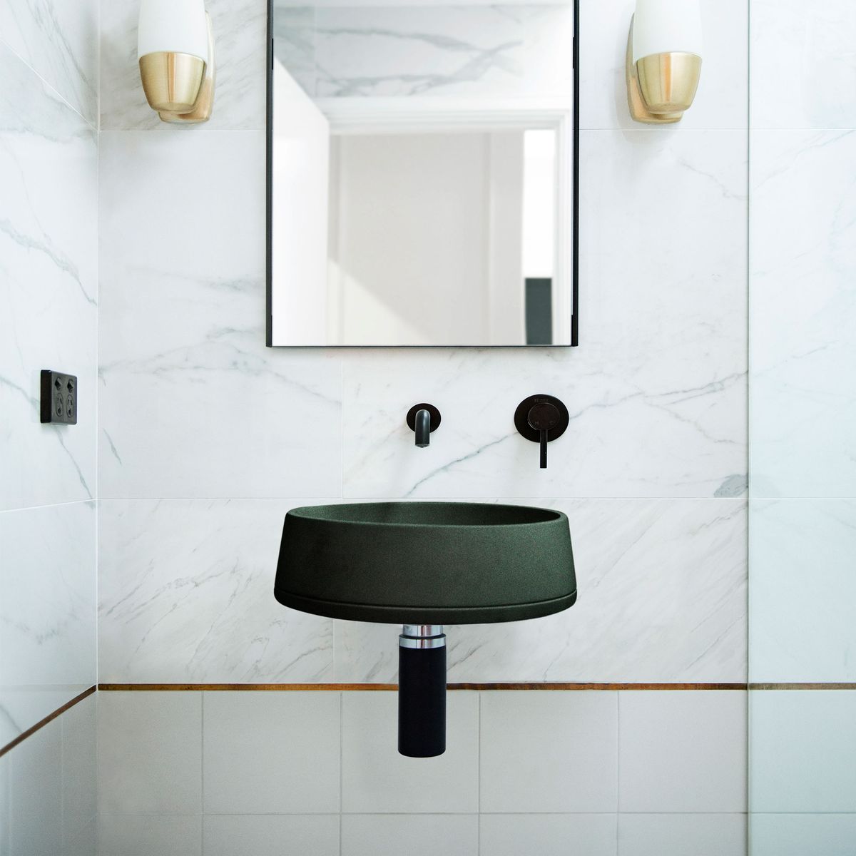 Nood Wall Mount Funl Basin in Charcoal
